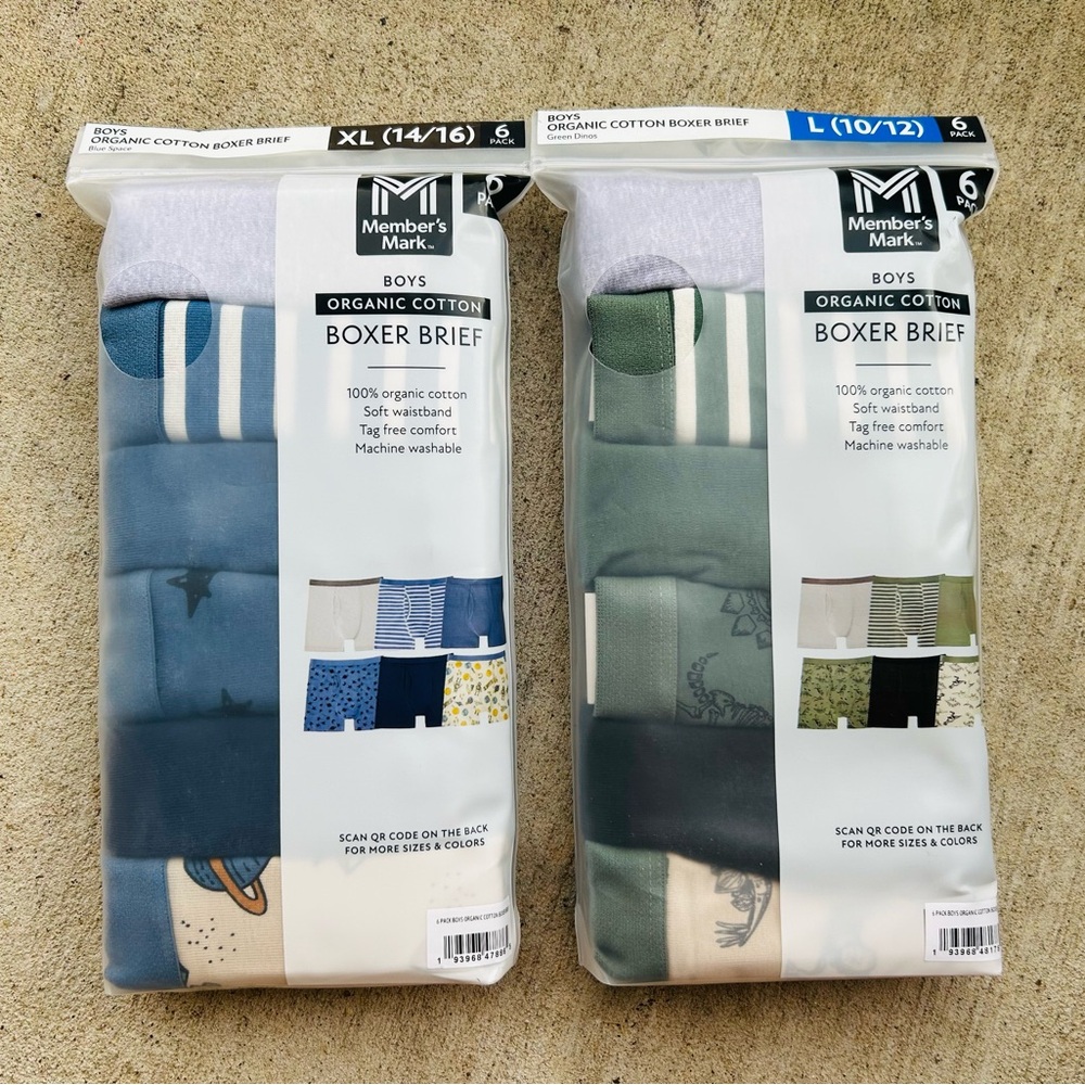 2 Organic Cotton Boxer Briefs - Blue & Green Pack